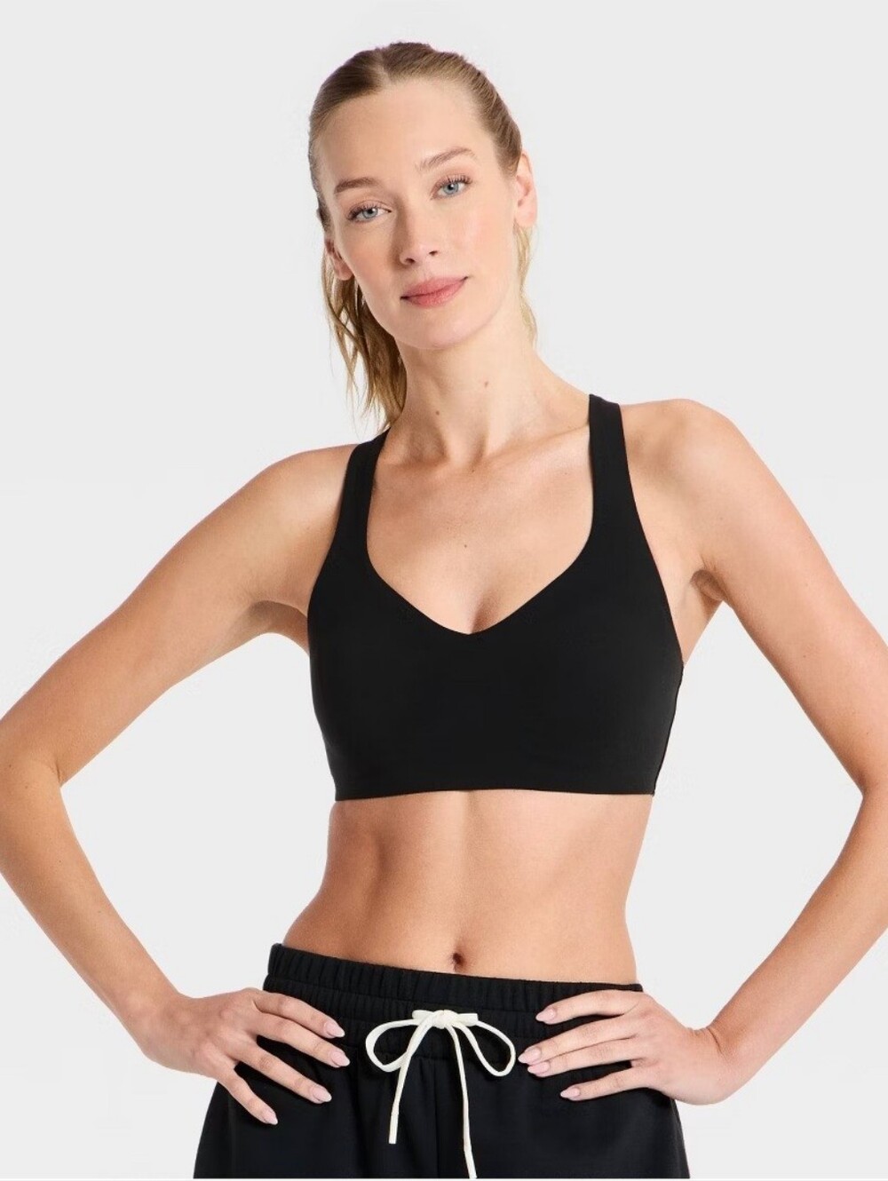 Women's Super Flex Light Support Bonded Strappy Sports Bra All In Motion' Black